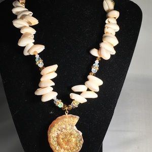 Gold and White seashell necklace